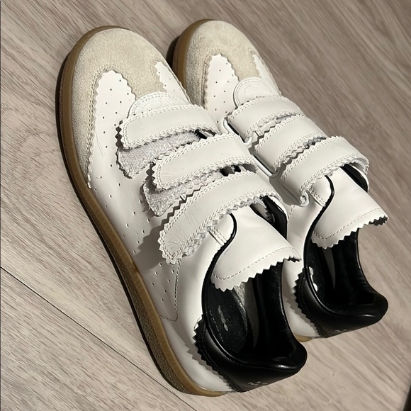 Isabel Marant  White and Black Velcro Sneakers - Picture 1 of 6